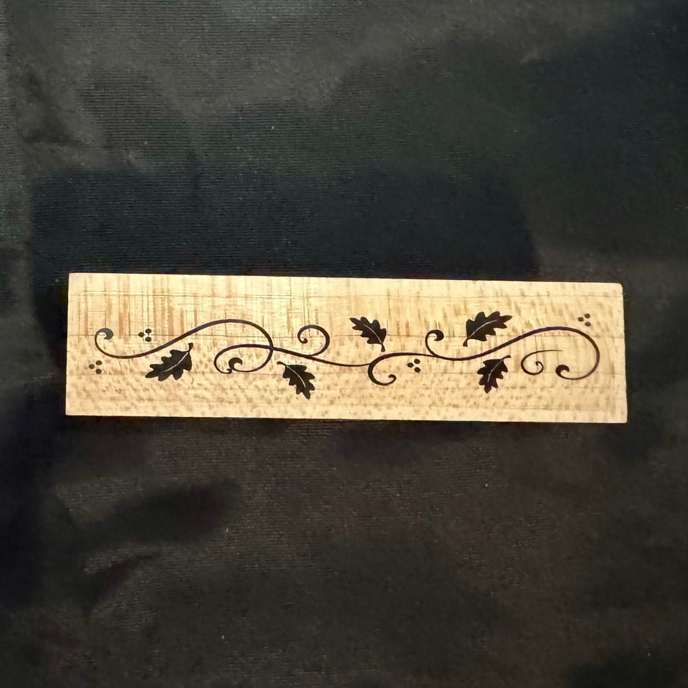Stampin Up Wood Mount Rubber Stamp SMP Oak Leaf Vine Scroll Border Paper Craft